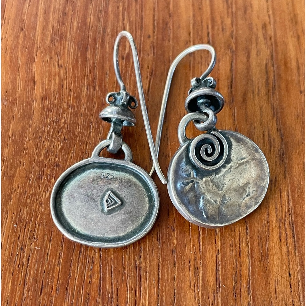 Silpada Hammered Oxidized Sterling  Oval W1354 Dangle Earrings